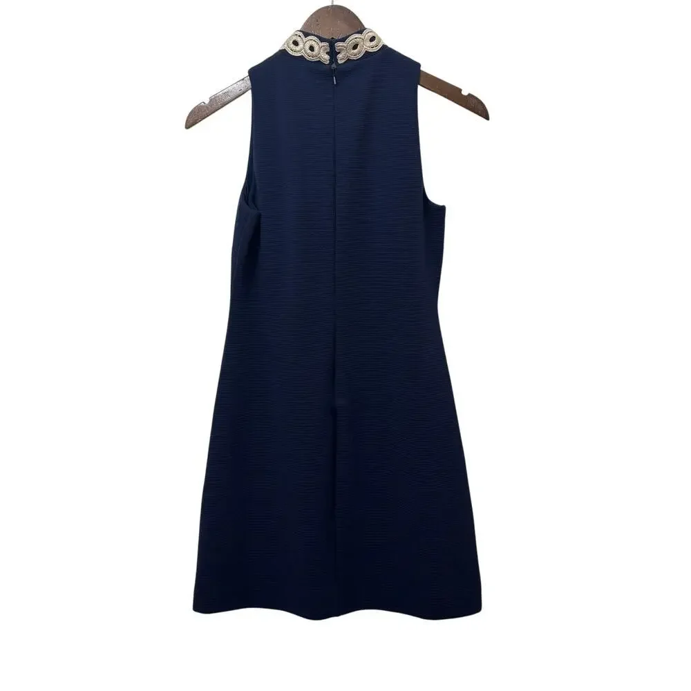 Lilly Pulitzer Callista Shift Dress Navy Gold Lace XS Sleeveless Sold Out - Picture 5 of 8